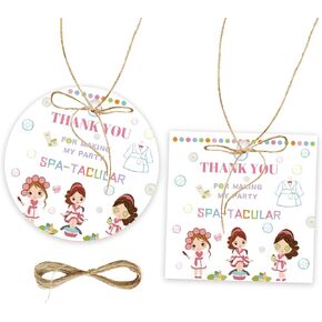 50pcs spa شكرا لك العلامات ، SPA Day Gift مع String for Girl Makeup Party ، route route thank you paper for pajama/spa party fords