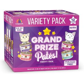 Weruva Wet Cat Food, Grand Prize Patés Variety Pack, 3oz Can, Pack of 12