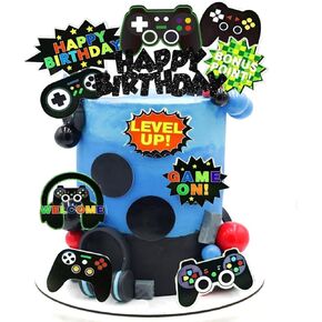 21 PCS فيديو لعبة سمات كعكة أعلى القبعات فيديو لعبة كعكة Topper Game Console Cake Cake Topper Video Game Cupcake Toppers