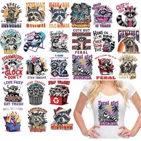 24 Sheets Funny Sarcastic Iron on Transfers for T-Shirts, Colorful DTF Transfers Ready to Press Heat Transfers Vinyl, Iron on Patches Decals for Clothes Bag Hoodie Pillow Covers DIY Crafts