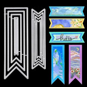 2 Set 8 PCS Bookmark Metal Cutting Dies, DIY Craft Carbon Steel Embossing Template Bookmark die cuts for Card Making Scrapbooking Tool Metal Dies for Paper Crafting Supplies