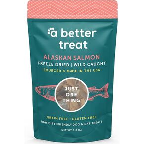 A Better Treat – Freeze Dried Salmon Dog Treats, Wild Caught, Single Ingredient | Natural High Value | Gluten Free, Grain Free, High Protein, Diabetic Friendly | Natural Fish Oil | Made in The USA