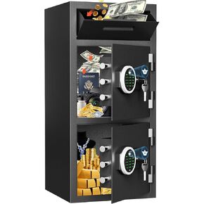 5.0 cu ft extain exta safe مقاوم للماء ، مربع آمن للأمان الرقمي مع فتحات الإيداع وصندوق تخزين معدني مع لوحة مفاتيح خلفية وإنذار مزدوج لمكتب المنزل