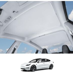 Non-Sag Glass Roof Sunshade with Storage Bag Designed for Tesla Model 3, Foldable Sunroof Shade with Heat Insulation Cover for 2021-2023 Model 3, Glass Roof Sunshade (Gray)