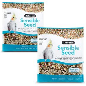 ZuPreem Sensible Seed Bird Food, Cockatiel, Lovebird, Quaker, Small Conure, Lorikeet, Seed and Pellet Blend for Medium Birds, Food Mixer Topper, Enriching Variety, Made in USA (2 lb, Pack of 2)
