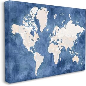 Stupell Industries Country Border World Map Ocean Blue Ocean ، التي صممها Blursbyai Canvas Wall Art ، 16 × 20 ، البيج