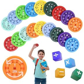 Spinners Math Fidget ، Math Fact Spinner ، 18 PCS Spinners Math for Kids ، رياض الأطفال التعلم والتعليم ، الإضافة ، الطرح ، الضرب والقسمة ، TURFICATION TOY