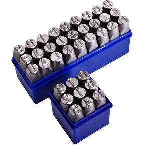 مجموعة ختم العدد والرسالة ، 1/4 "(6 مم) طقم ختم فولاذ الربيع ، A-Z و 0-9 36 PCS أداة الضغط على المعاد