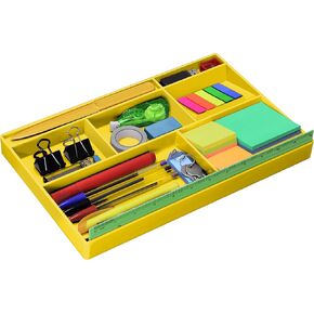 صينية منظم درج Desk Acmet مع 8 مقصورات-صندوق متعدد الأغراض للمستلزمات المكتبية والمكياج والملحقات-يناسب الأدراج أو أجهزة سطح المكتب ، 12.75 "× 8" × 1.06 "(البلاستيك) (اللون الأصفر)