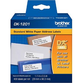 موزع الأخ DK-1201 علامات العناوين القياسية المقطوعة (Brother 5 Pack of Rolls)