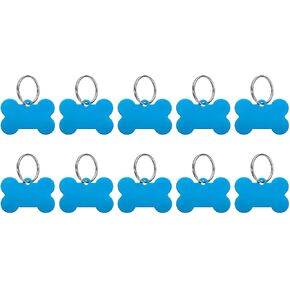 UXCELL 10PCS ألومنيوم الفراغات الفراغات ، العلامات الفارغة المعدنية ختم شكل العظم مع 10 مفتاح الكلب الكلب الفارغ لعلامة الأليف الشخصية ، الأزرق