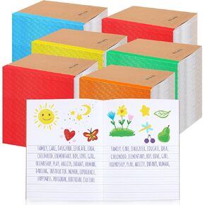 Henoyso 100 Pcs Primary Composition Notebook for Kids 9.75 x 7.5 Inch K-2 Primary Writing Journal with Rainbow Spine 60 Pages Draw and White Journal for Student School Supplies