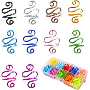 Qiyuda 10 PCS Crochet + 120 PCS Schitch Markers Rings قابل للتعديل للكروشيه ، ومرات خاتم الغزل القابلة للتعديل يدويًا.