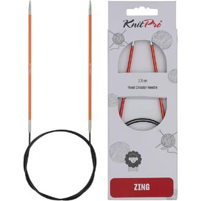 Knitpro Zing الإبر الدائرية الثابتة 24 "(60 سم) | الحجم الأمريكي 8 (5 مم)