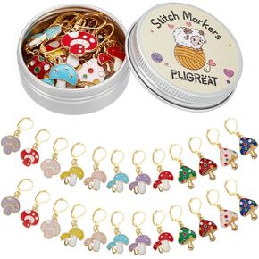 pligreat 24 pcs المينا البولكا نقطة الفطر علامات غرزة الحياك