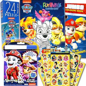 مجموعة نشاط PAW Patrol - حزمة من كتاب تلوين PAW PAW ، الملصقات ، تخيل الحبر ، اللغز والمزيد | طقم رسم تشيس ومارشال للأطفال