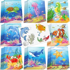 Fulmoon 48 PCS Mini Summer Colling Books Bolk for Kids Cute Ocean Animals Diy Art Drawing Books Bulk Kids Summer Birthday Form