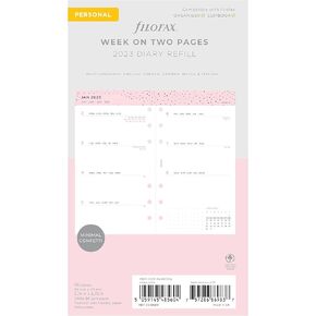 تعبئة مذكرات تقويم Filofax ، الحجم الشخصي/المدمج ، عرض أسبوع إلى آخر ، حزمة مذكرات الحد الأدنى من الحلويات ، متعدد اللغات: خمس لغات ، 2025 (C68491-25)