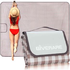 GIVERARE Picnic Beach Blanket, XL Sandfree Waterproof Outdoor Camping Blanket, Quick Drying Oxford Family Mat, Portable Extra Large Picnic Mat for Travel, Hiking, Music Festival, Lawn