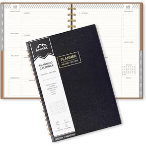 Planner 2025 ، يمتد المخطط الأسبوعي والشهري من 20 يناير - 2025 ، Aimpeak Daily Planner 2025 للنساء ، مخطط التقويم مع علامات تبويب شهرية ، غطاء جلدي فو ، أسود ، 5.5 "× 8.5"