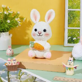 Acrnigheet 2 PCS Easter Bunny Crochet Kits للمبتدئين البالغين Knitting Practic