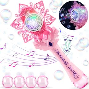 Wands Bubble for Kids Girls - تشمل 4 حلول فقاعات ، تأثير LED و Sound Effect ، ألعاب Brable Bubble Machin