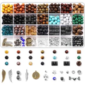 Raciock 12 Constellation Bracelet Make Kit with 620pcs Stone Stone Healing Beads and Charms - DIY Jewelry Bracelet Make Ther