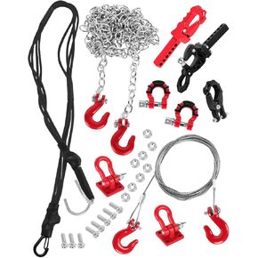 RC Upgrades Part Metal Trailer Chain Trailer Hook Tow Rope Winch Shackles for 1/10 TRX4 SCX10 90046 90081 D90 TF2 CC01 RC Crawler Decor,Black in Kuwait