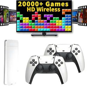 وحدة التحكم في لعبة Retro ، ألعاب الفيديو الكلاسيكية مع 4K HDMI ، 20000+ لعبة و 19 محاكاة ، مسرحية لعبة Wireless Dual 2.4G. (أبيض)