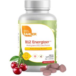 Zahler B12 Energizer, Potent Energy Supplement, Vitamin B12 Methylcobalamin, Certified Kosher, 5000 MCG, 120 Natural Cherry Flavor Lozenges in Kuwait