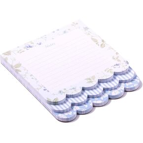 Laura Ashley 3-in-1 Scalloped Edge Notepad-وسادة كتابة 6.5 × 7.5 بوصة مع 150 ورقة تمزيقها ، قرطاسية أنيقة من كوخ الإرث ، مرتبطة باللوحة الخلفية القوية