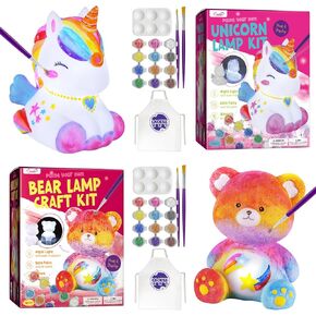 إطلاق العنان للإبداع! مجموعات مصابيح DIY Bear & Unicorn - الفنون والحرف المرح للأطفال الذين تتراوح أعمارهم بين 6-12 - مثالية لنشر فرحة عيد الميلاد