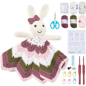 مجموعة Webeedy Bunny Crochet بطانية للمبتدئين ، مجموعة كروشيه عيد الفصح الجميلة ، تشمل الغزل ، دروس الفيديو ، خطاف الكروشيه للبالغين ، مجموعة مركبة بطانية DIY لعيد الميلاد ديكور هدية