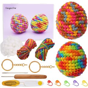 مجموعة كروشيه Gougoustar للمبتدئين - مجموعات الكروشيه Amigurumi Animal Eggs - Kitting Kit مع دروس فيديو خطوة بخطوة وملحقات الكروشيه - مجموعة الكروشيه المبتدئين للبالغين والأطفال