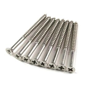 Hinge Outlet Satin Nickel Wood Screws 9 X 2 1/4 Inch for Residential Door Hinges - 24 Pack