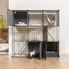 حاوية القط الداخلي في الهواء الطلق 3 مستويات كبيرة القمة Catio Cat Cage في الهواء الطلق قفص القطط القابلة للفصل الأسلاك المعدنية قفص قفص القطط المتوسطة