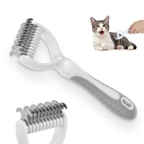 فرشاة القطط للتسلق ، فرش القطط للقطط الداخلية ، أداة defating deshedding ذات الوجهين ، فرشاة الكلب الفولاذ المقاوم للصدأ للفرقة الفائقة وإزالة الفراء الفضفاض (11 أسنان)