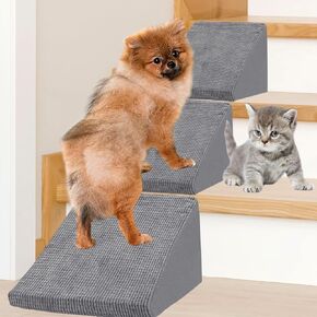 3pcs Dog Ramp للكلاب الصغيرة ، وسلالم الحيوانات الأليفة الرغوية المعيارية للدرج مع بدلات قطاع مضادة للانزلاق للكلب ، والقطط (حزمة 3 ، نمط منحدر)