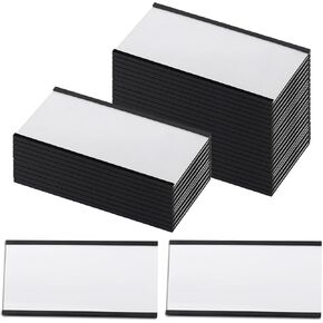 30 PCS C Channel Magnetic Label Mounders 4 × 2 بوصات مع أفلام واقية وإدراج بطاقات بيضاء ، وحاملي بطاقات البيانات المغناطيسية ، وملصقات خزانة الملفات للرفوف والرفوف المعدنية