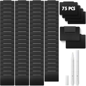 Mr. Pen - Clip Bin storage Bin على مجموعة ، 77 جهاز كمبيوتر ، 75 ملصقات سلة قابلة للإزالة على علامات الطباشير ، بلاستيك أسود