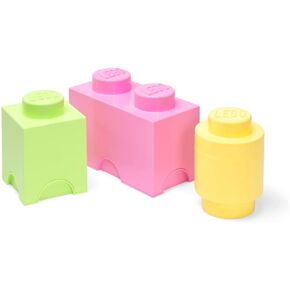 Lego Storage Brick Multipack S ، صناديق تخزين قابلة للتكديس ، مجموعة من 3 أجهزة كمبيوتر ، مثالية لتخزين المكتب ، منظم Lego ، صندوق ألعاب ، ديكور المنزل ، مجموعة الباستيل