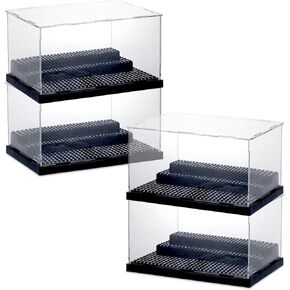 Cyeah 4 Display Display Case for Minifigure Action Actions Clocks ، Minifigure Display Case Storage مع 3 خطوات متحركة ، عرض مقاوم للغبار للكتل الطوب ، ألعاب ، نماذج مصغرة