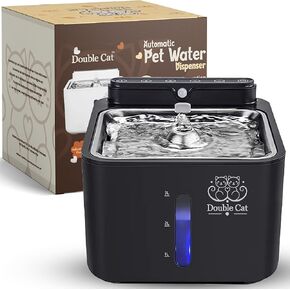 Double Cat™ Dog and Cat Water Fountain, Automatic Water Dispenser, 108oz/3.2L, Smart Pet Detection, Wireless, Quiet Operation, LED Light Indicators and Multi-Layer Filtration – Fresh, Clean Hydration!