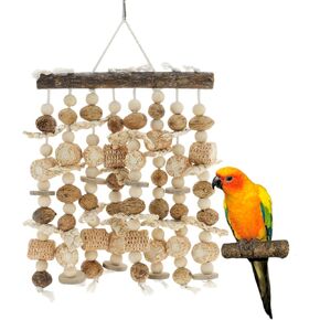 Bird Parrot Toy, Wooden Chewing Tearing Toy, Bird Toys, Bird Cage Accessories, Parrot Cage Bite Toy for Large Medium Birds Macaws