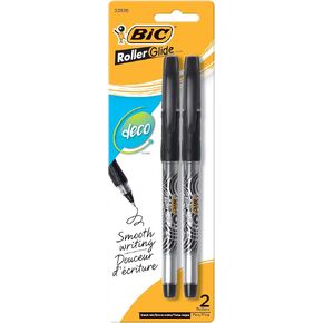 BIC Roller Glide Deco ، نقطة دقيقة ، 2 أقلام