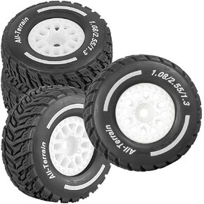 إطارات العجلات الأمامية/الخلفية لـ RC لـ 1/14 Mojave Grom RC Car وعجلات الطرق السريعة والإطارات (4pcs) ، عجلات بلاستيكية/حوافل العجلات ، أسود