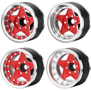 4pcs الألومنيوم 1.9 "حافات عجلات Beadlock قابلة للتعديل ل 1/10 TRX4 TRX6 AXIAL SCX10 I III REDCAT GEN7 GEN8 RC Crawler Upgrade (Black)