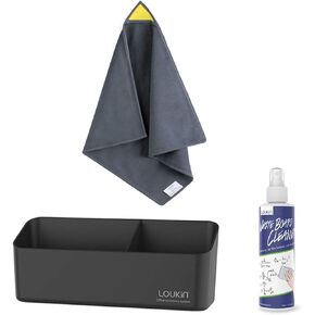 Loukin Whiteboard Accessories Bundle | حامل علامة مغناطيسي ومواد لاصقة ، قماش تنظيف الأبيض ونظافة (3.4 أوقية) ، أبيض