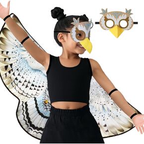 iROLEWIN Kids Owl-Bird-Wings-Costume for Toddler Dress-up Clothes Bird Mask Boys Girls Pretend Play Jungle Party Toys Gifts