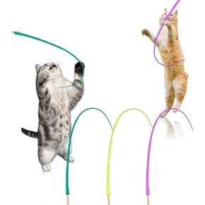 3 PCS ألعاب Cat التفاعلية ، وعصا لعبة Ciply Mouse Mouse Tail Cat ، وأسلاك القطط المحاكاة ، وتستخدم لتخفيف الإجهاد ومطاردة التمرين